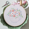 Tea Time Posy Stitchery - Includes Pre Printed Pink Linen