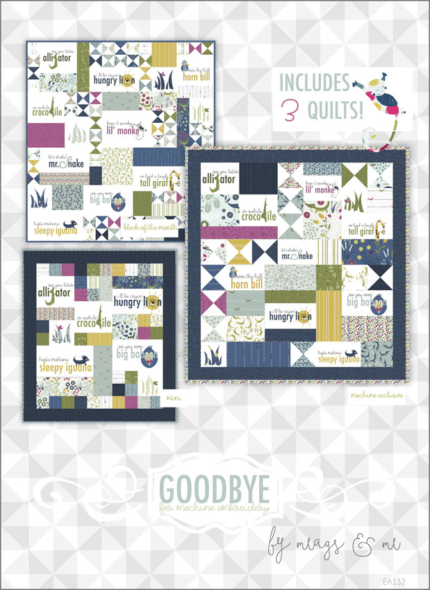 Goodbye x 3 Quilt designs- Machine Embroidery on USB