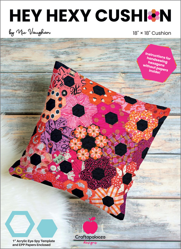 Hey Hexy Cushion Pattern - Includes Acrylic Template & Epp Papers