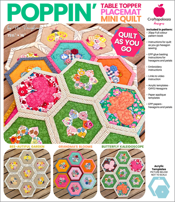 Poppin - Table Topper, Placemat, Mini Quilt