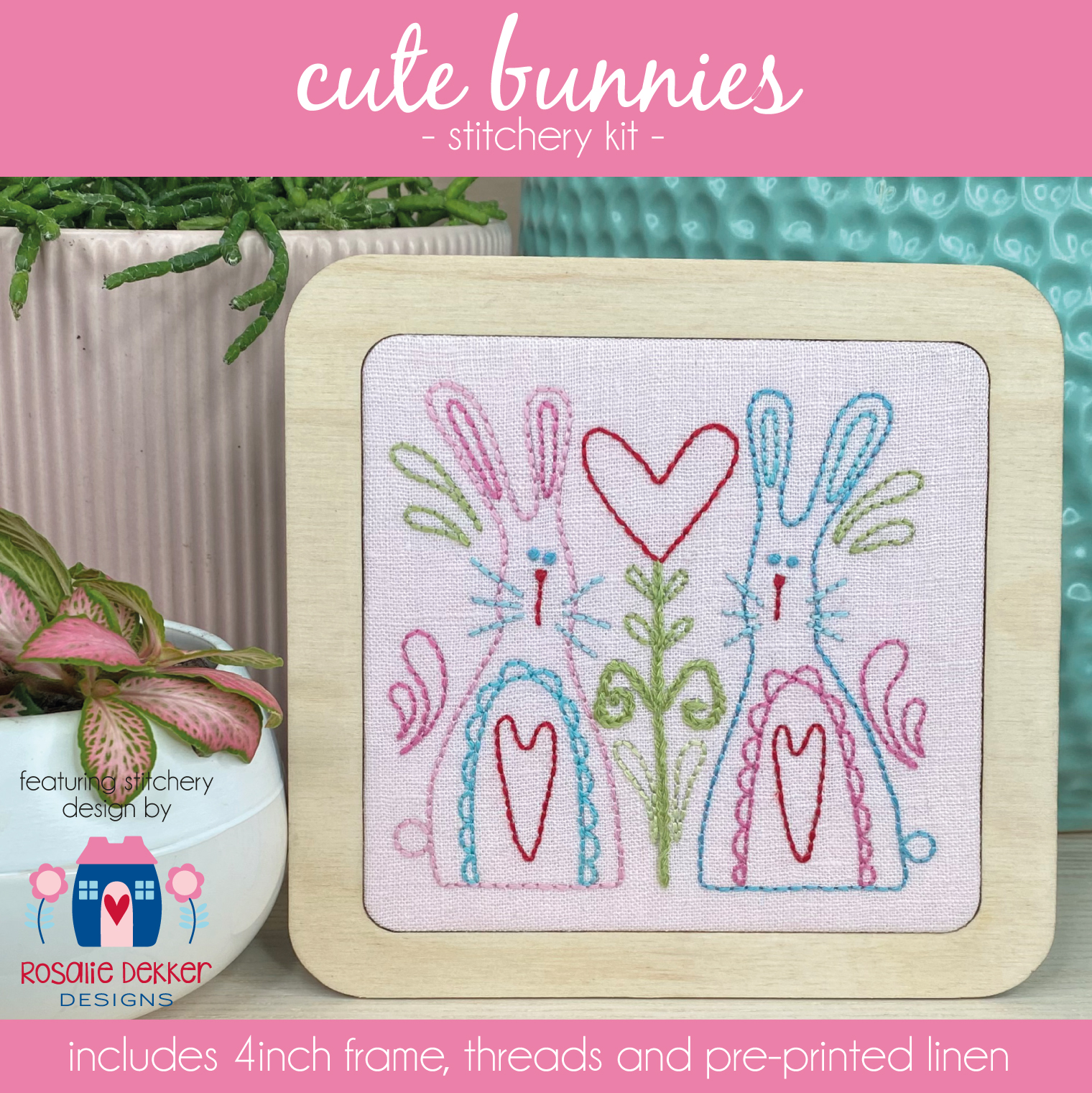 CA032 Cute Bunnies Stitchery Kit